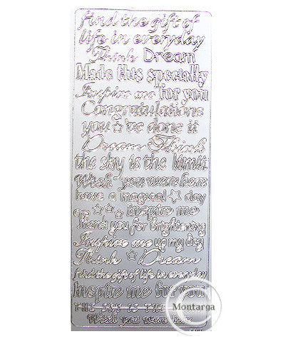 PeelCraft Stickers - Inspired Text Assorted - Silver PC2807S