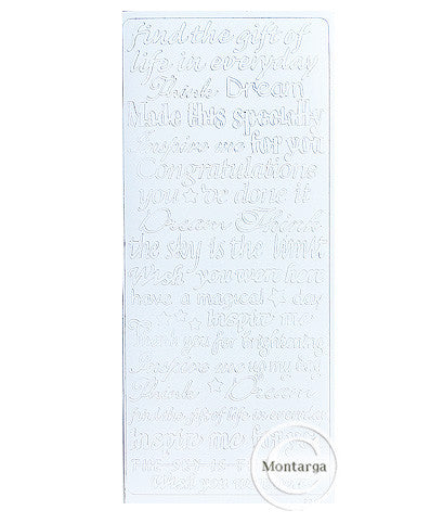 PeelCraft Stickers - Inspired Text Assorted - White PC2807W