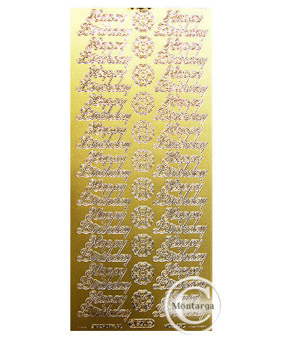 PeelCraft Stickers - Happy Birthday - Gold PC300G