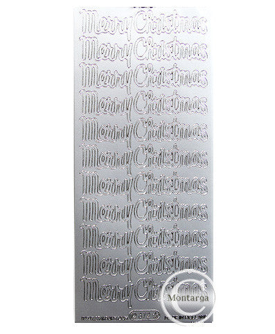 PeelCraft Stickers - Merry Christmas Script - Silver PC372S