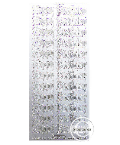 PeelCraft Stickers - Happy Birthday - Silver PC390S