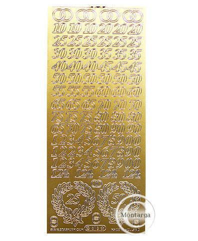 PeelCraft Stickers - Anniversary Numbers - Gold PC813G