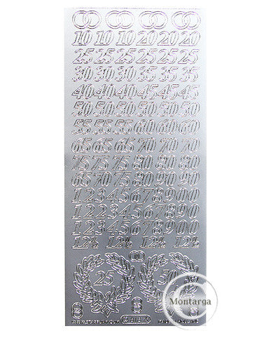 PeelCraft Stickers - Anniversary Numbers - Silver PC813S