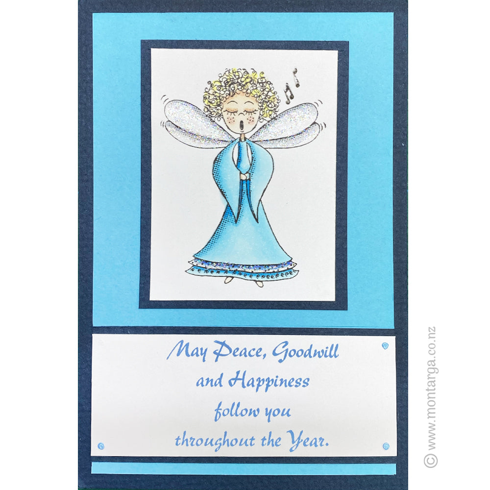2161 E - Peace, Goodwill and Happiness Wording Rubber Stamp