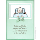 3138 E - Booties and Bottles Wording Rubber Stamp