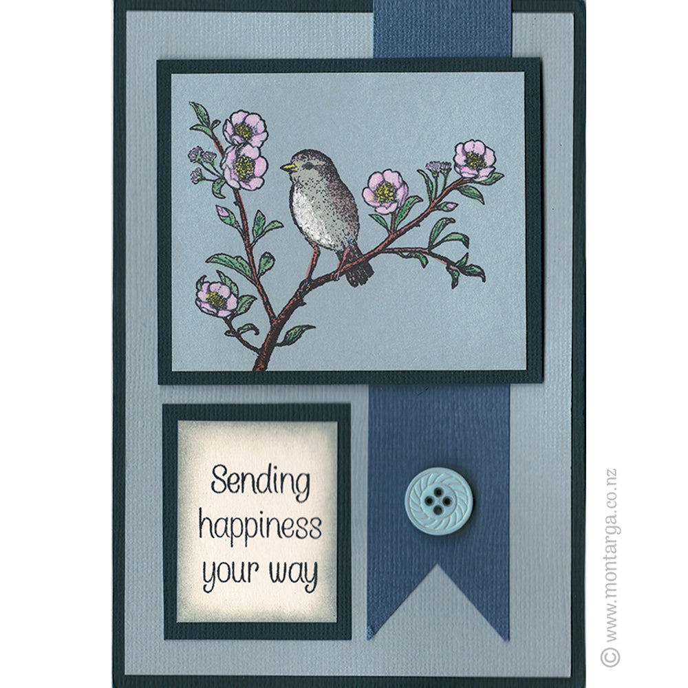1388 G Bird on Branch Rubber Stamp