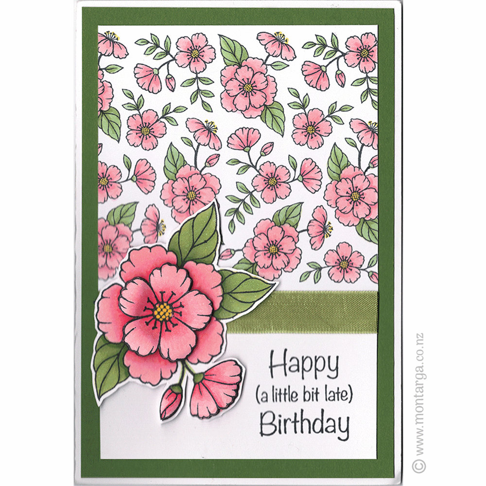 3459 I or L - Flower Background Rubber Stamp