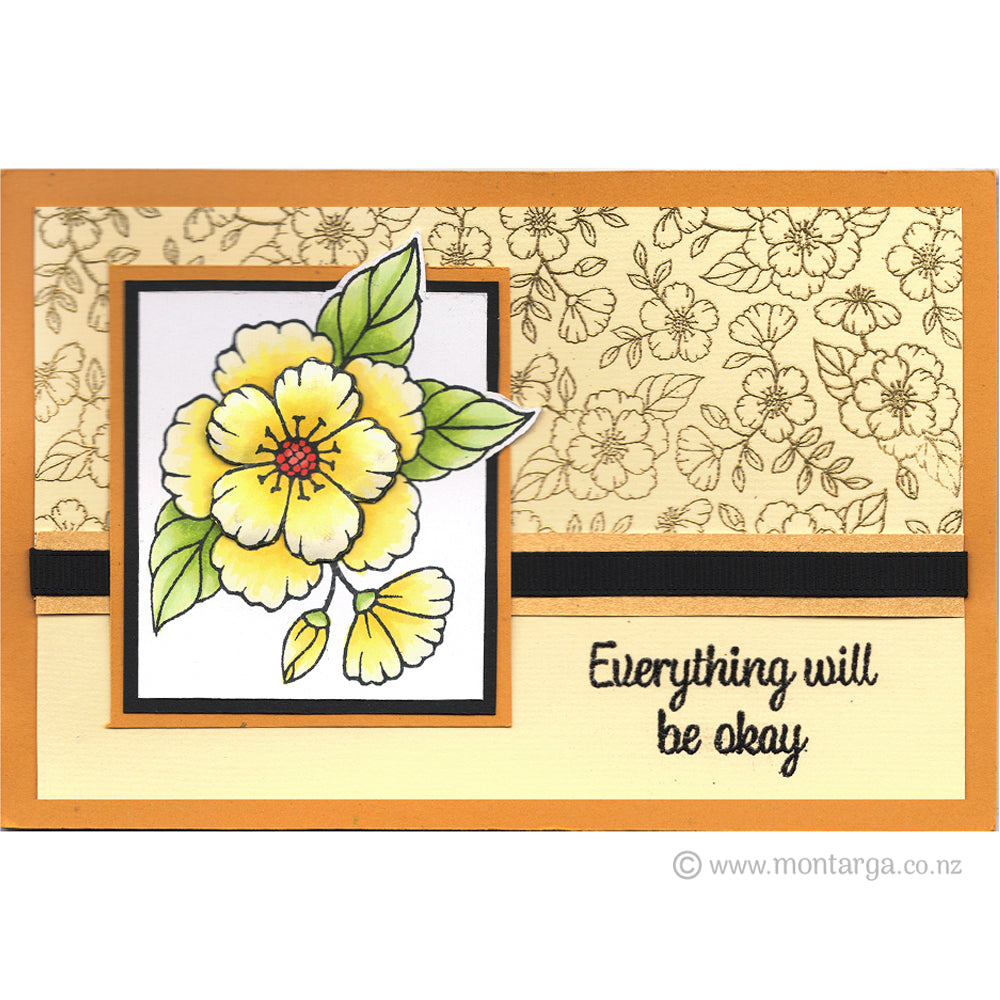 3459 I or L - Flower Background Rubber Stamp