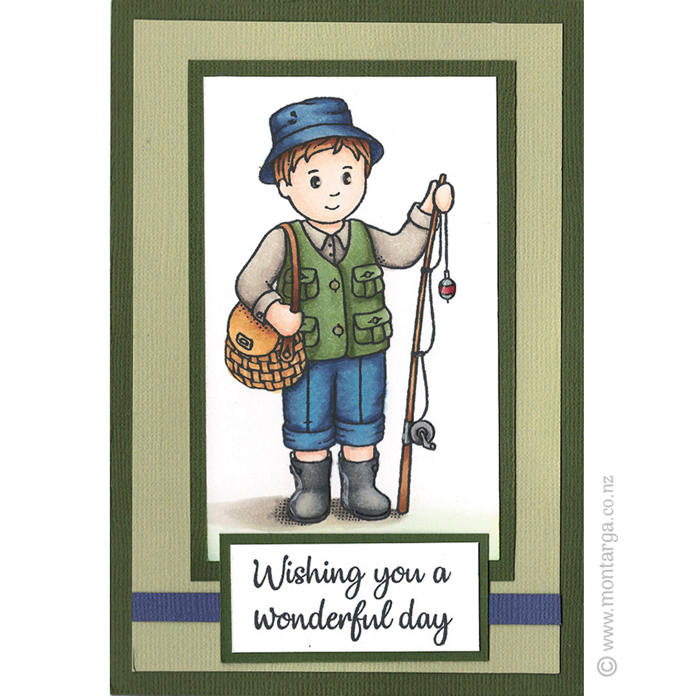 2793 B - Wishing You a Wonderful Day Wording Rubber Stamp