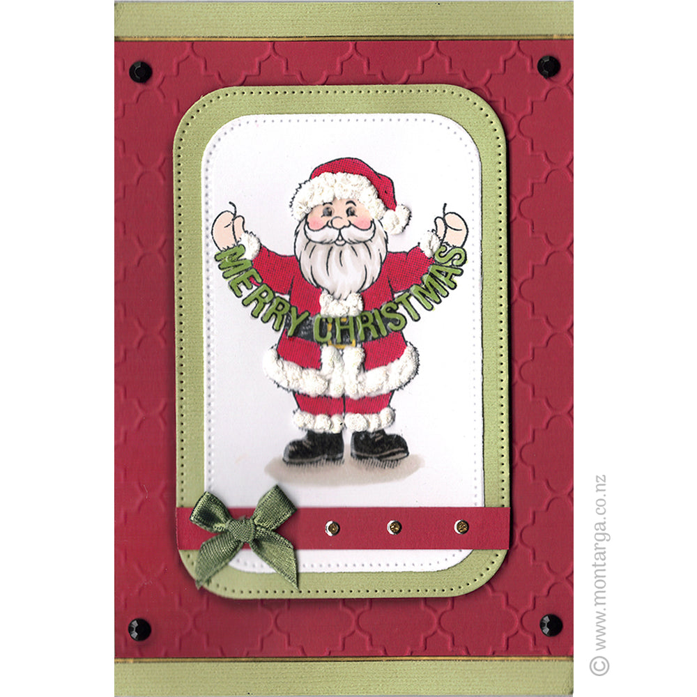 2389 G - Santa, Father Christmas With Banner Rubber Stamp