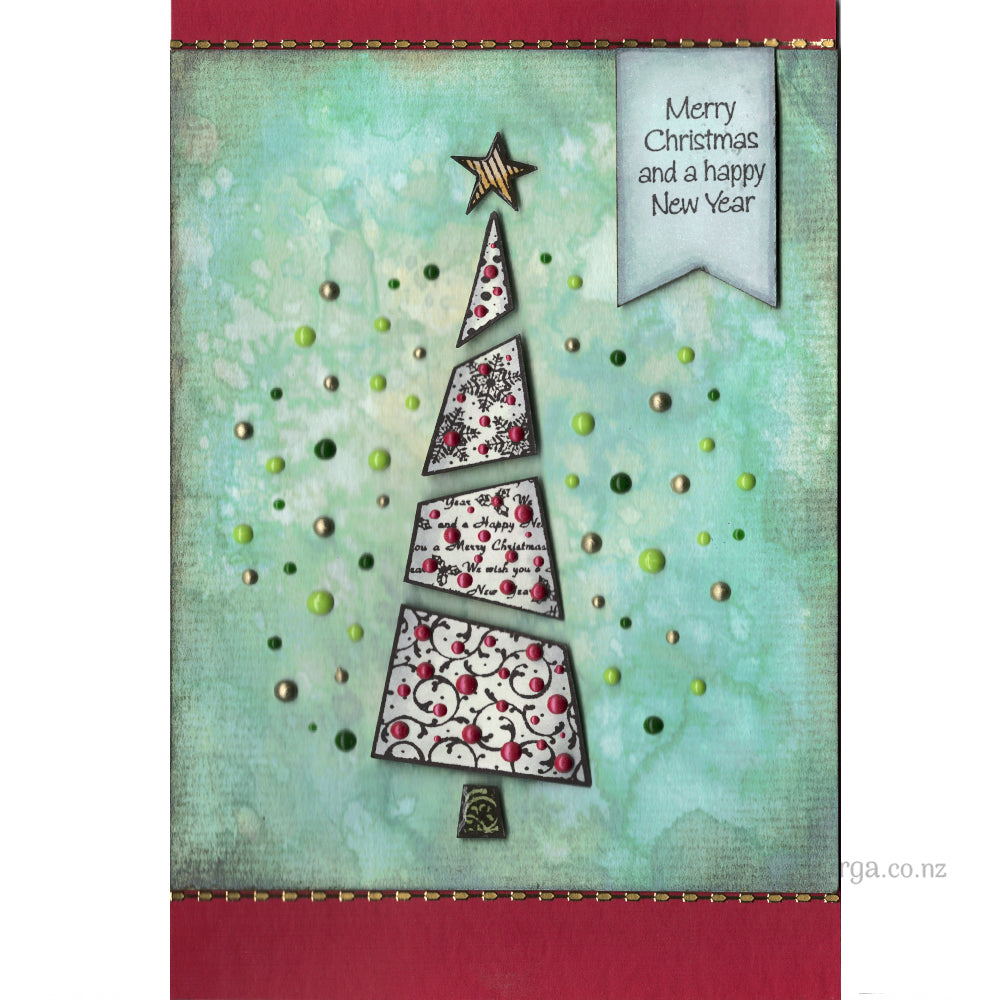 2365 A - Merry Christmas Happy New Year Wording Rubber Stamp