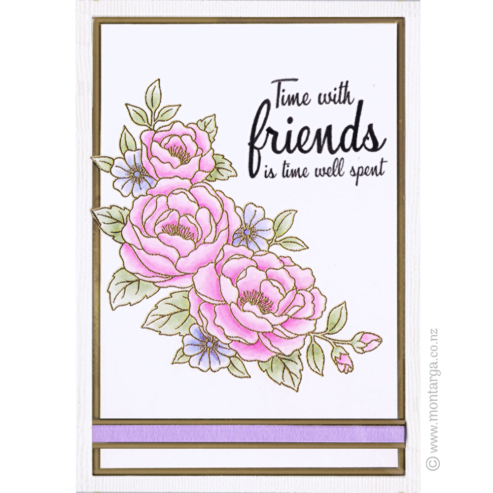 2850 D - Time With Friends Wording Rubber Stamp