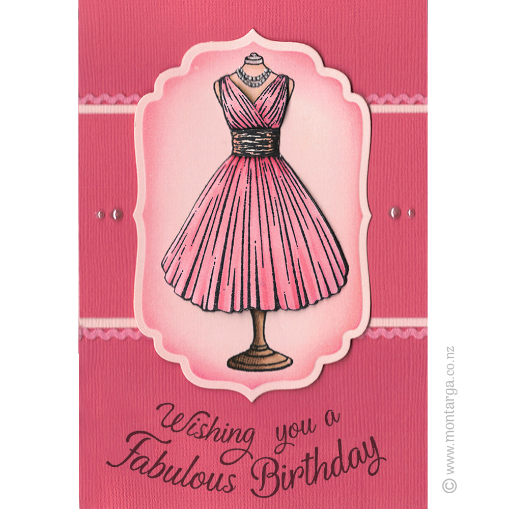 2787 FF - Fabulous Birthday Wording Rubber Stamp