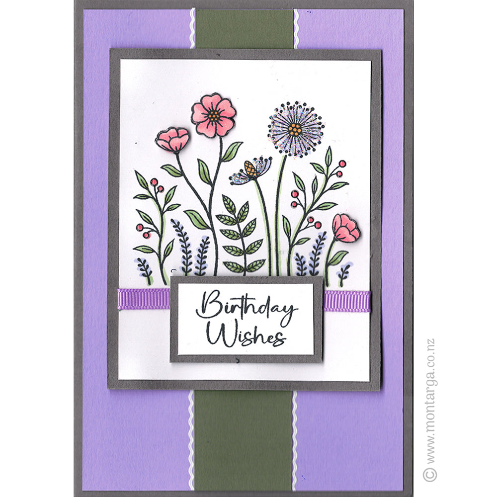 3464 G - Flower Patch Rubber Stamp