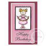 0101 E or B - Happy Birthday Wording Rubber Stamp