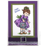 3533 GG - Girl With Watering Can Rubber Stamp