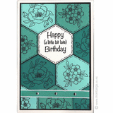 3462 F - Three Flower Hexagon Rubber Stamp