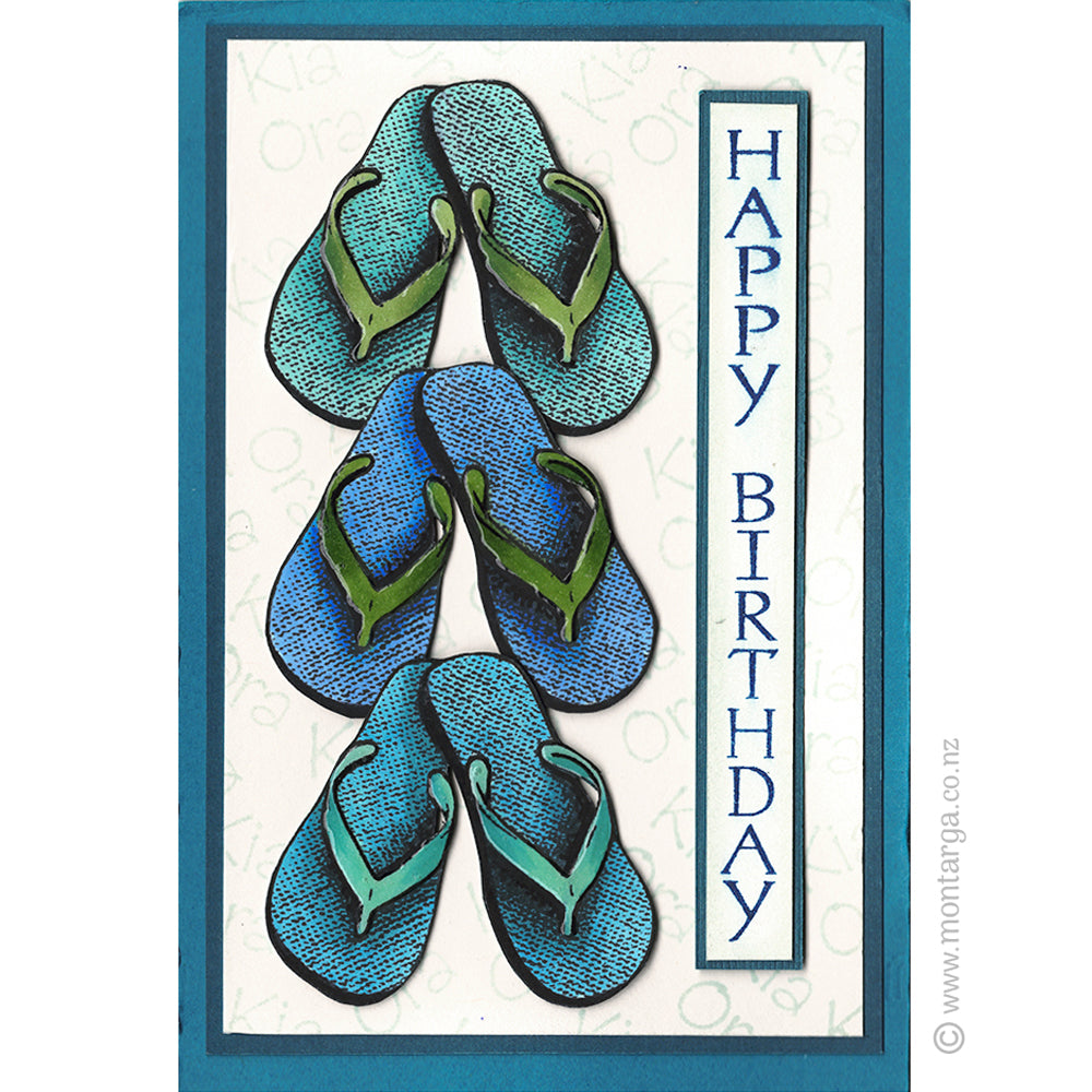 0174 BBB - Vertical Happy Birthday Wording Rubber Stamp