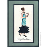 1592 FFF -  Lady With Beads Rubber Stamp