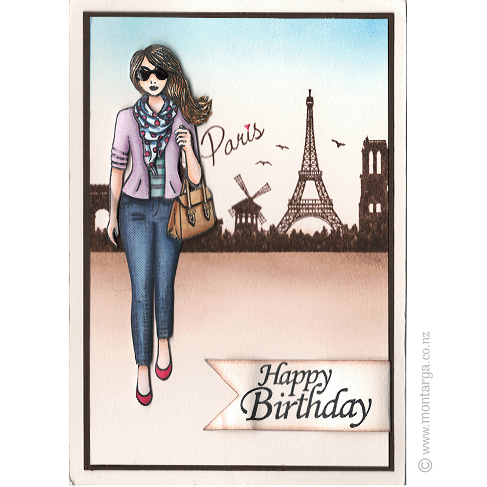 3942 GGG - Paris Silhouette Rubber Stamp