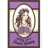 3588 GG - Boho Girl with Flowers Rubber Stamp