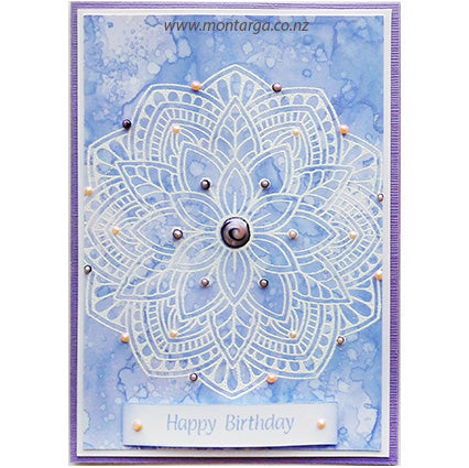 3440 H or J - Flower Mandala Medallion Rubber Stamp