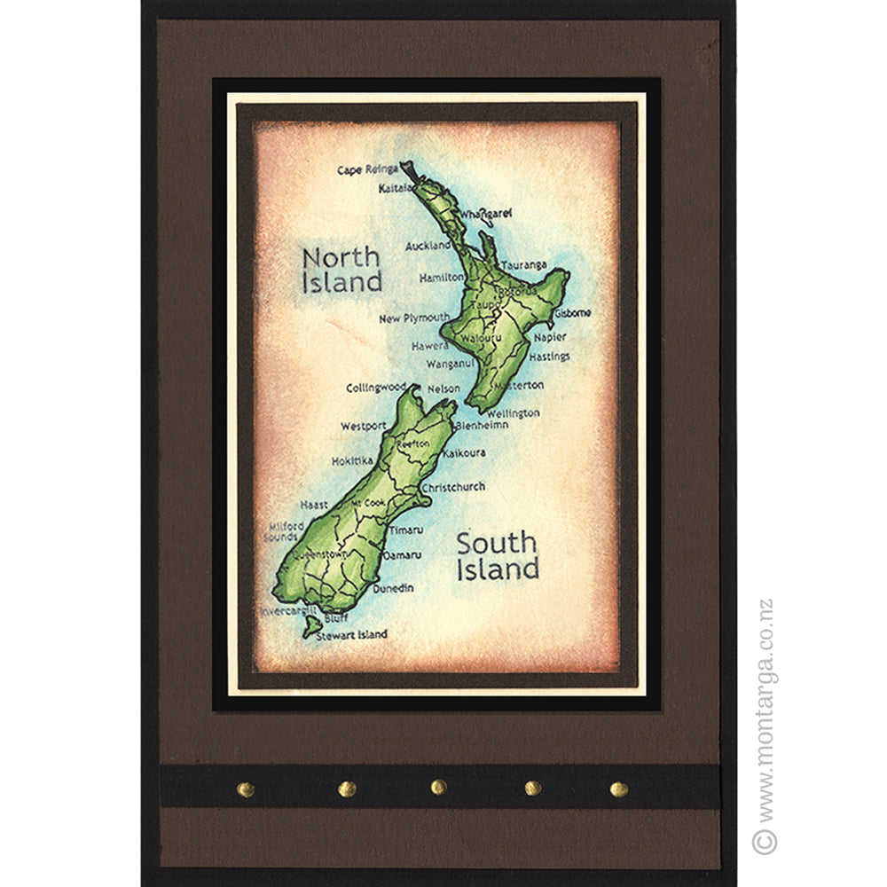 1979 GG - New Zealand Map Rubber Stamp