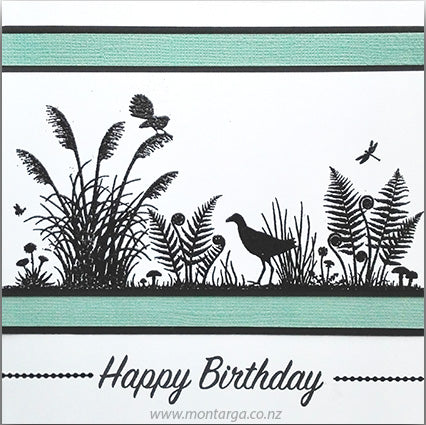 Card Sample - NZ Silhouette - black + white