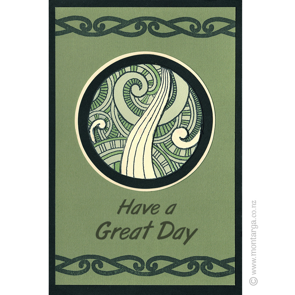 1917 A C or G - Koru Pattern Circle Rubber Stamp