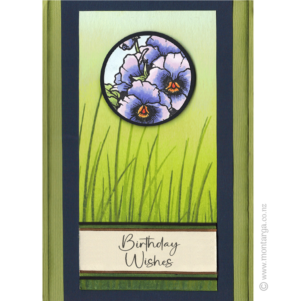 0627 C or G - Pansies Rubber Stamp