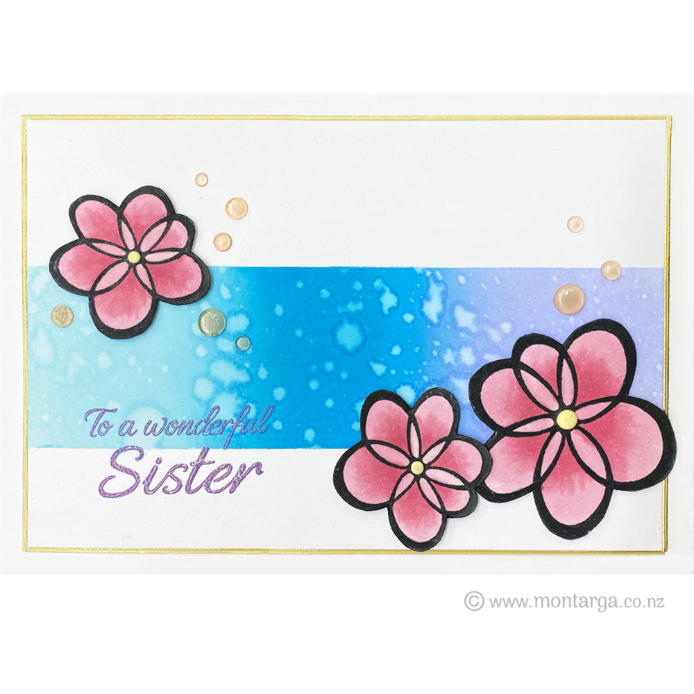 3453 D or F - Scribble Flower Rubber Stamp