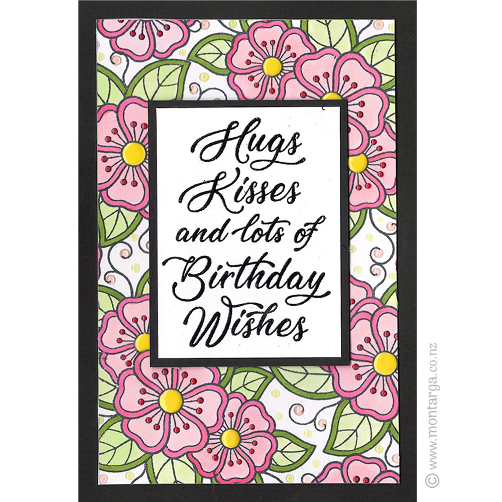 3443 H - Corner Flowers Rubber Stamp