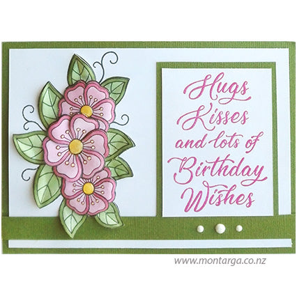 3443 H - Corner Flowers Rubber Stamp