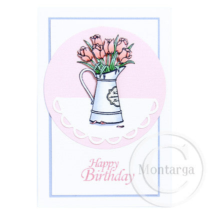 3284 G - Tulips in Jug Rubber Stamp