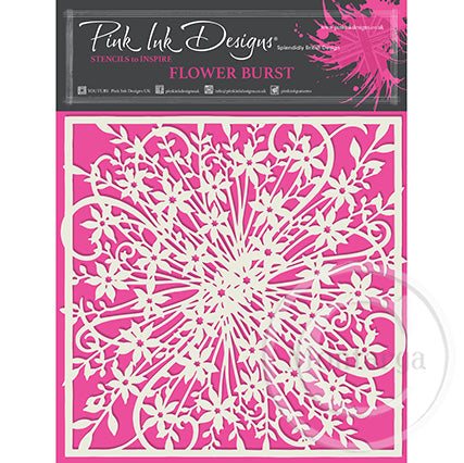 Pink Ink Design Stencil - Flower Burst ST013